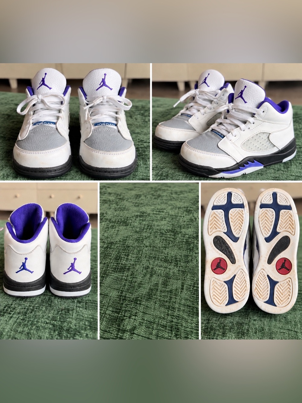 Jordan Kids White and Purple Basketball Sneakers